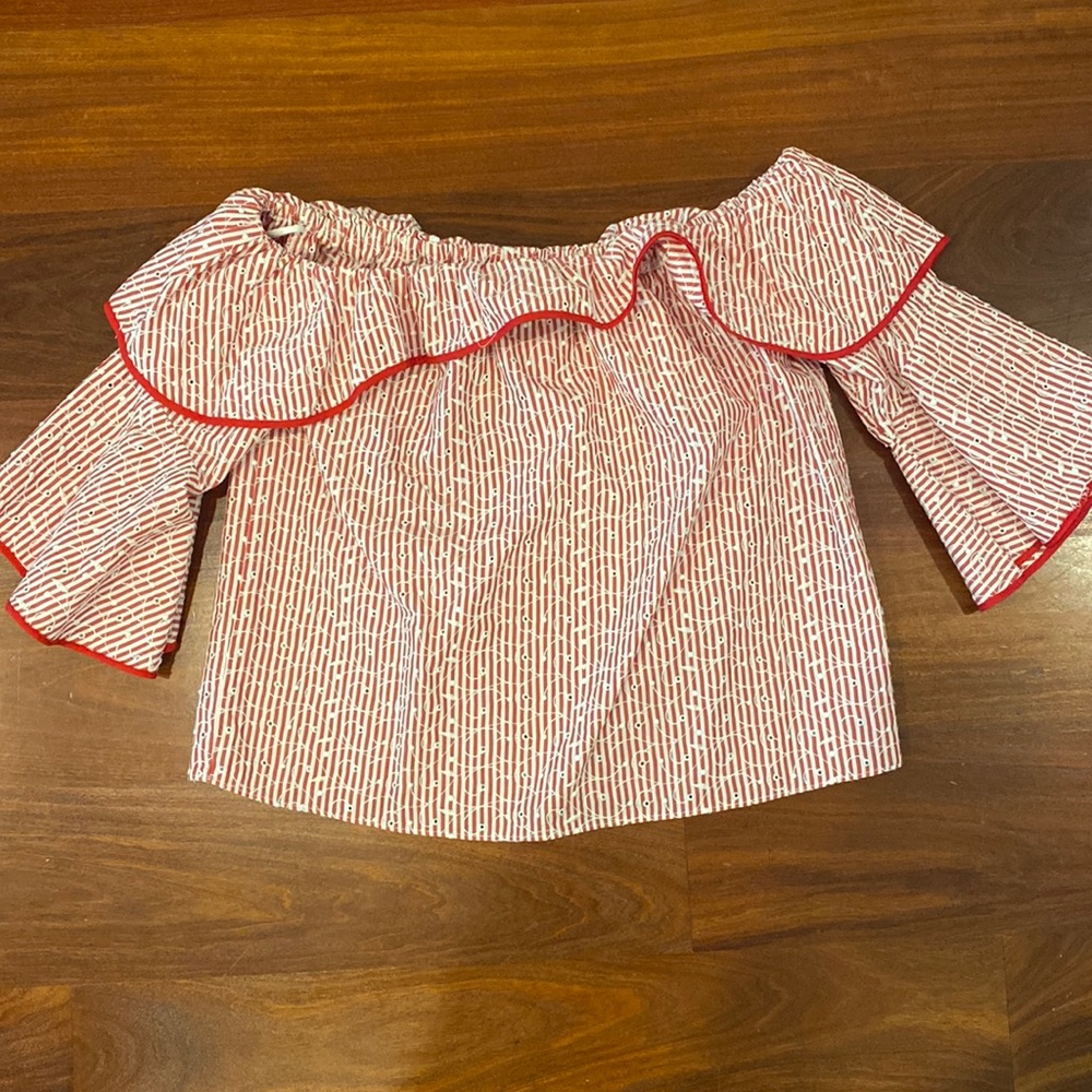 Red and White Zara Blouse Size XSmall